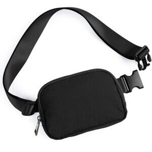 Belt Bag Black with Zipper Fanny Pack Crossbody (773)